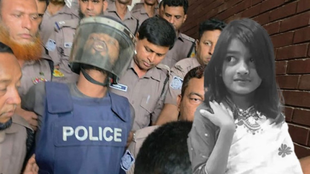 আদালত চত্বরে আসামি সোহেল রানা ও নিহত শিশু রামিসা। ছবি : সংগৃহীত